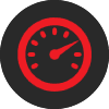 Red color Clock with black circle background